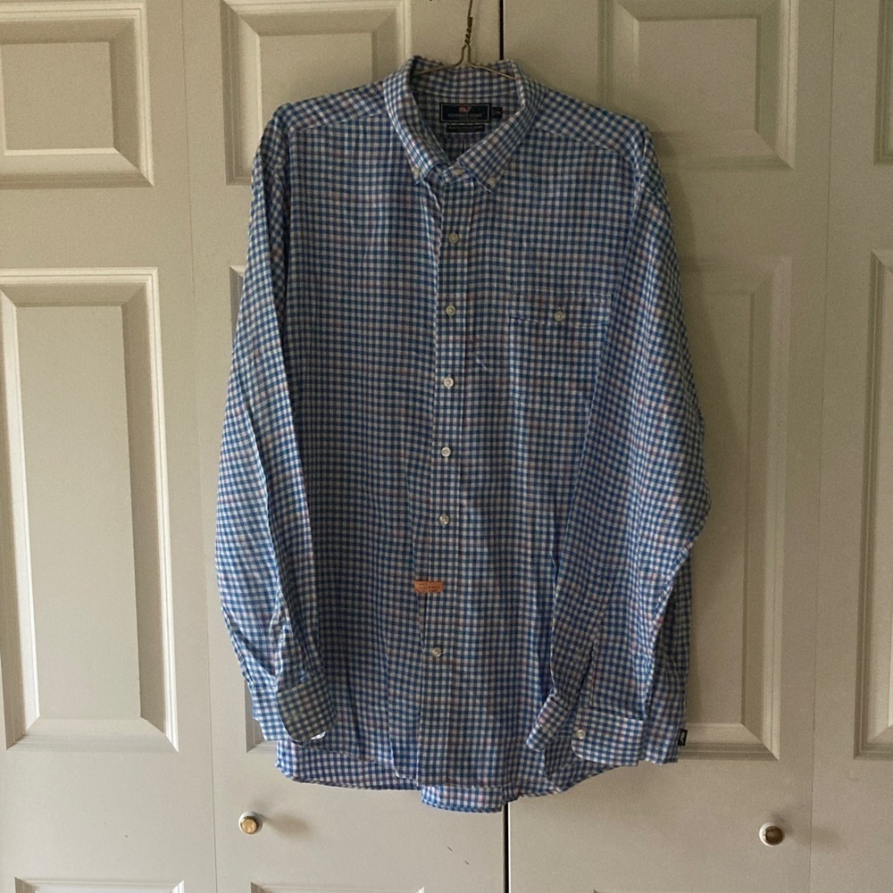 Vineyard Vines slim fit Crosby casual button down cotton mens XXL gingham print